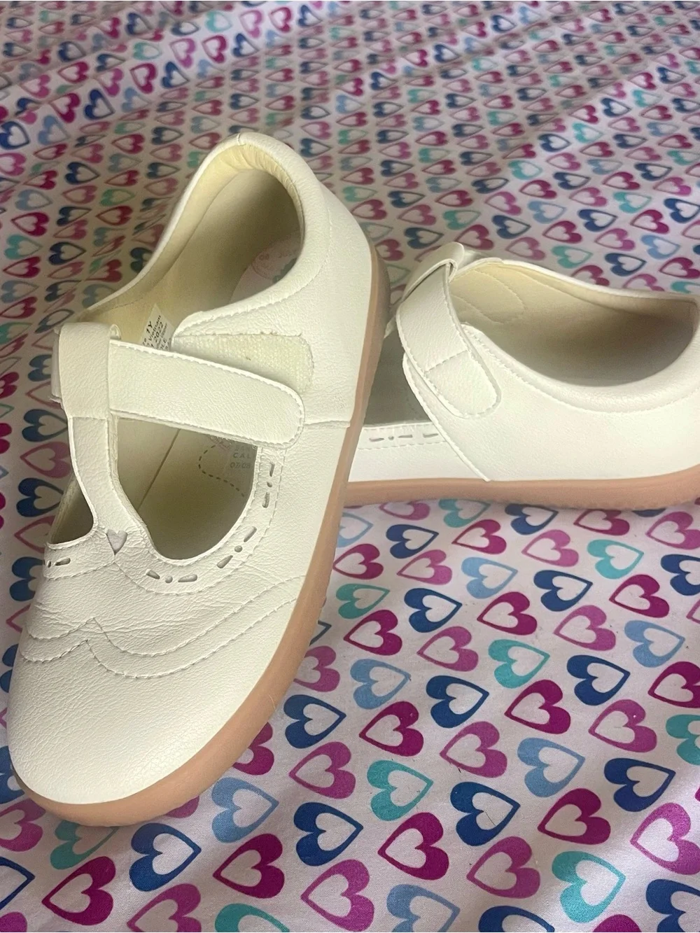 Livie & Luca Cream T‑Strap Heart Accent Dress Shoes
